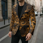 Aotearoa Maori Hei Tiki Blazer Koura Kowhaiwhai Puhoro Motif
