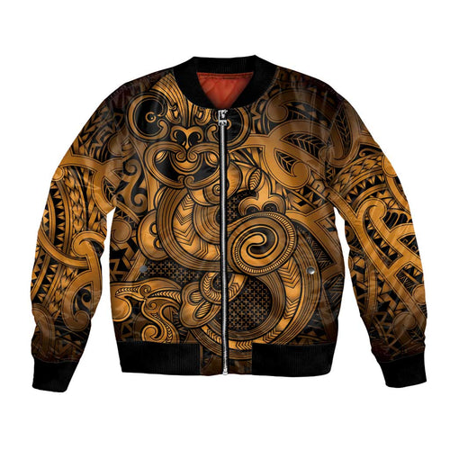 Aotearoa Maori Hei Tiki Bomber Jacket Koura Kowhaiwhai Puhoro Motif