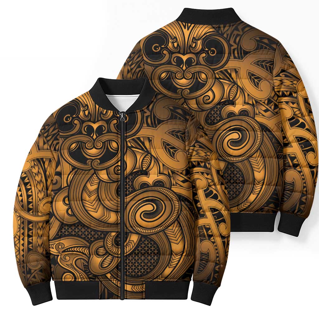 Aotearoa Maori Hei Tiki Bomber Puffer Jacket Koura Kowhaiwhai Puhoro Motif