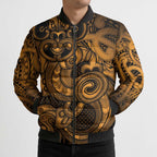 Aotearoa Maori Hei Tiki Bomber Puffer Jacket Koura Kowhaiwhai Puhoro Motif
