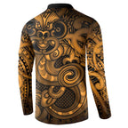 Aotearoa Maori Hei Tiki Button Sweatshirt Koura Kowhaiwhai Puhoro Motif