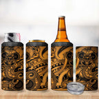 Aotearoa Maori Hei Tiki 4 in 1 Can Cooler Tumbler Koura Kowhaiwhai Puhoro Motif