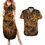 Aotearoa Maori Hei Tiki Couples Matching Summer Maxi Dress and Hawaiian Shirt Koura Kowhaiwhai Puhoro Motif