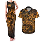 Aotearoa Maori Hei Tiki Couples Matching Tank Maxi Dress and Hawaiian Shirt Koura Kowhaiwhai Puhoro Motif