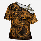 Aotearoa Maori Hei Tiki Cross Shoulder Shirt Koura Kowhaiwhai Puhoro Motif