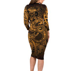 Aotearoa Maori Hei Tiki Family Matching Long Sleeve Bodycon Dress and Hawaiian Shirt Koura Kowhaiwhai Puhoro Motif