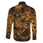 Aotearoa Maori Hei Tiki Family Matching Off Shoulder Short Dress and Hawaiian Shirt Koura Kowhaiwhai Puhoro Motif
