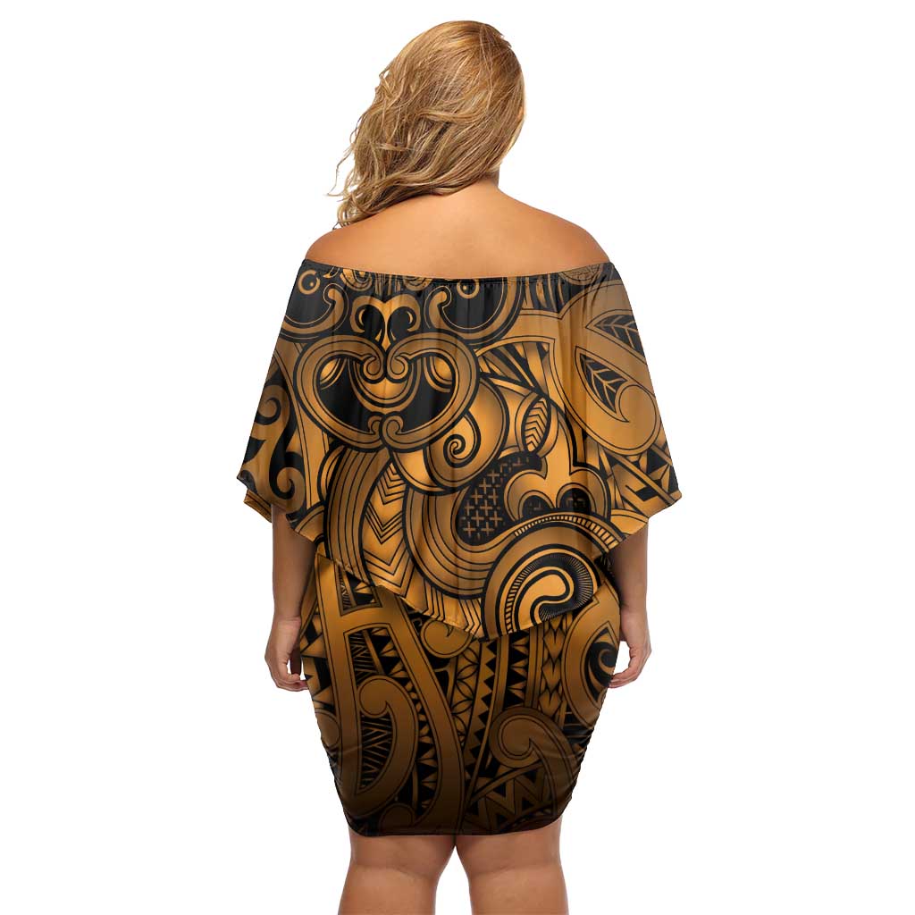 Aotearoa Maori Hei Tiki Family Matching Off Shoulder Short Dress and Hawaiian Shirt Koura Kowhaiwhai Puhoro Motif