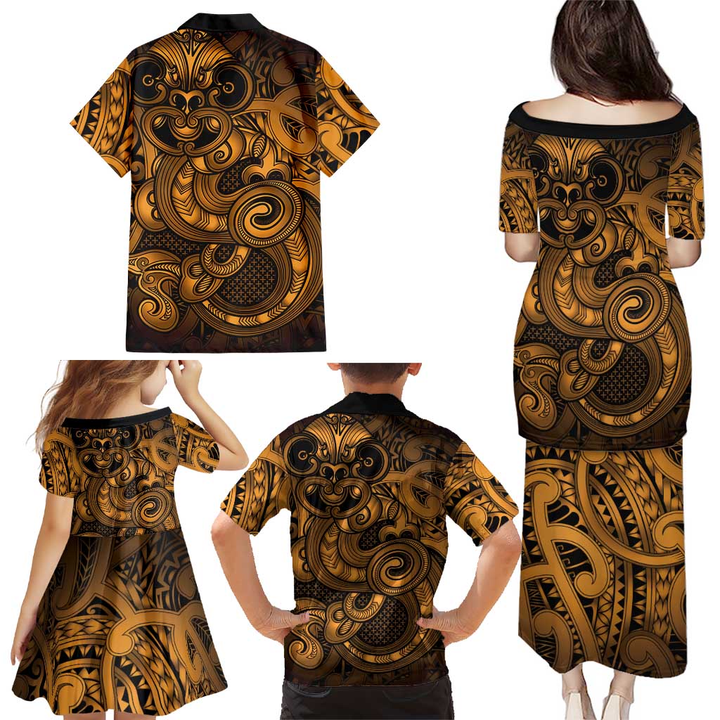 Aotearoa Maori Hei Tiki Family Matching Puletasi and Hawaiian Shirt Koura Kowhaiwhai Puhoro Motif