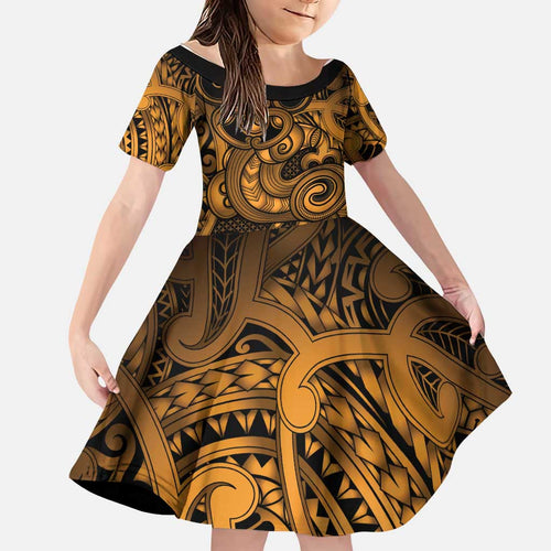 Aotearoa Maori Hei Tiki Family Matching Short Sleeve Bodycon Dress and Hawaiian Shirt Koura Kowhaiwhai Puhoro Motif