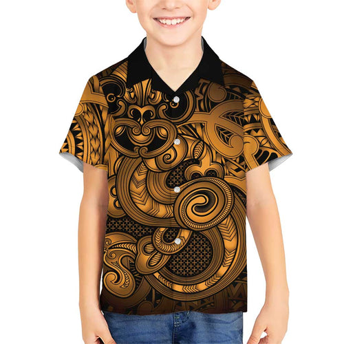 Aotearoa Maori Hei Tiki Family Matching Short Sleeve Bodycon Dress and Hawaiian Shirt Koura Kowhaiwhai Puhoro Motif