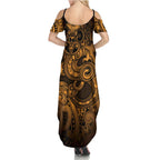 Aotearoa Maori Hei Tiki Family Matching Summer Maxi Dress and Hawaiian Shirt Koura Kowhaiwhai Puhoro Motif