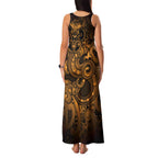 Aotearoa Maori Hei Tiki Family Matching Tank Maxi Dress and Hawaiian Shirt Koura Kowhaiwhai Puhoro Motif