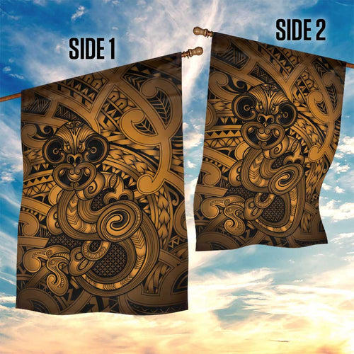 Aotearoa Maori Hei Tiki Garden Flag Koura Kowhaiwhai Puhoro Motif