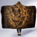 Aotearoa Maori Hei Tiki Hooded Blanket Koura Kowhaiwhai Puhoro Motif