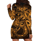 Aotearoa Maori Hei Tiki Hoodie Dress Koura Kowhaiwhai Puhoro Motif