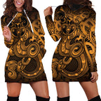 Aotearoa Maori Hei Tiki Hoodie Dress Koura Kowhaiwhai Puhoro Motif