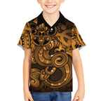 Aotearoa Maori Hei Tiki Kid Hawaiian Shirt Koura Kowhaiwhai Puhoro Motif