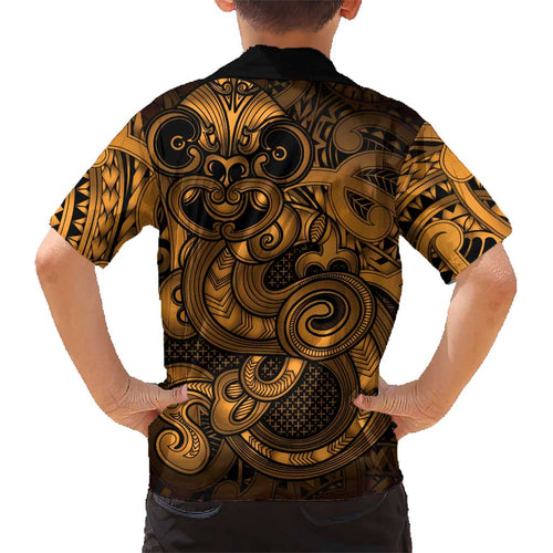 Aotearoa Maori Hei Tiki Kid Hawaiian Shirt Koura Kowhaiwhai Puhoro Motif