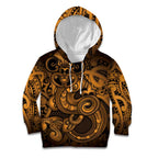 Aotearoa Maori Hei Tiki Kid Hoodie Koura Kowhaiwhai Puhoro Motif