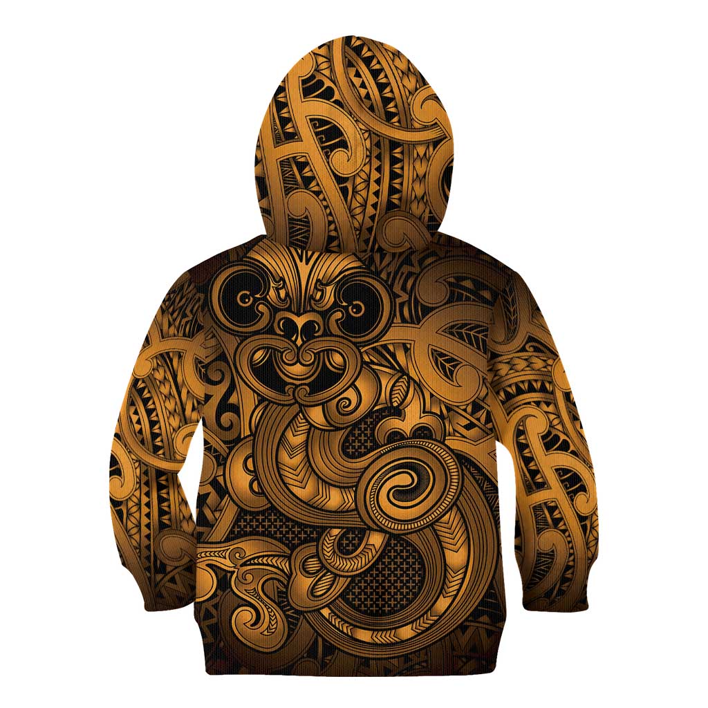 Aotearoa Maori Hei Tiki Kid Hoodie Koura Kowhaiwhai Puhoro Motif