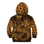 Aotearoa Maori Hei Tiki Kid Hoodie Koura Kowhaiwhai Puhoro Motif