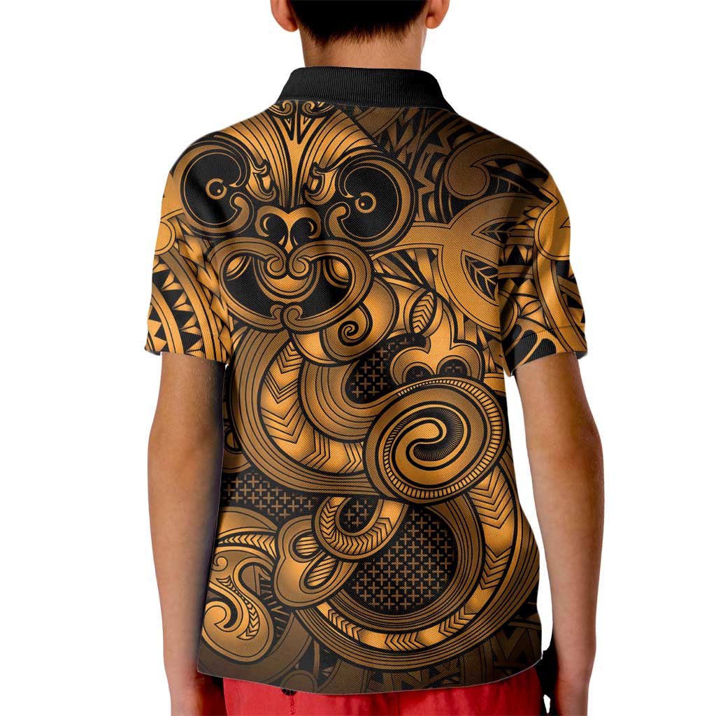 Aotearoa Maori Hei Tiki Kid Polo Shirt Koura Kowhaiwhai Puhoro Motif