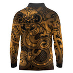 Aotearoa Maori Hei Tiki Long Sleeve Polo Shirt Koura Kowhaiwhai Puhoro Motif