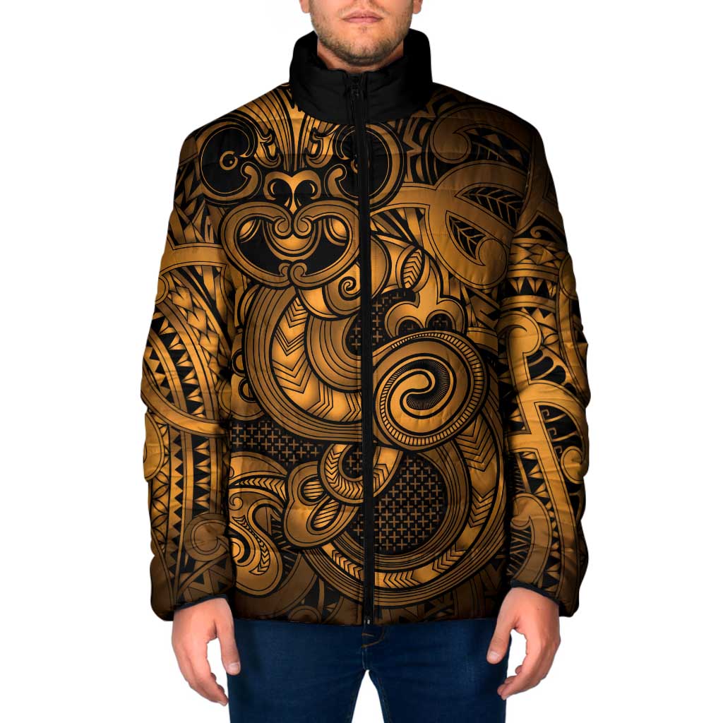 Aotearoa Maori Hei Tiki Padded Jacket Koura Kowhaiwhai Puhoro Motif