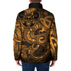 Aotearoa Maori Hei Tiki Padded Jacket Koura Kowhaiwhai Puhoro Motif