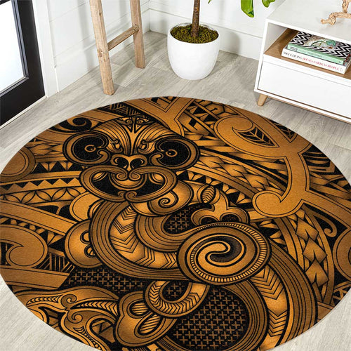 Aotearoa Maori Hei Tiki Round Carpet Koura Kowhaiwhai Puhoro Motif
