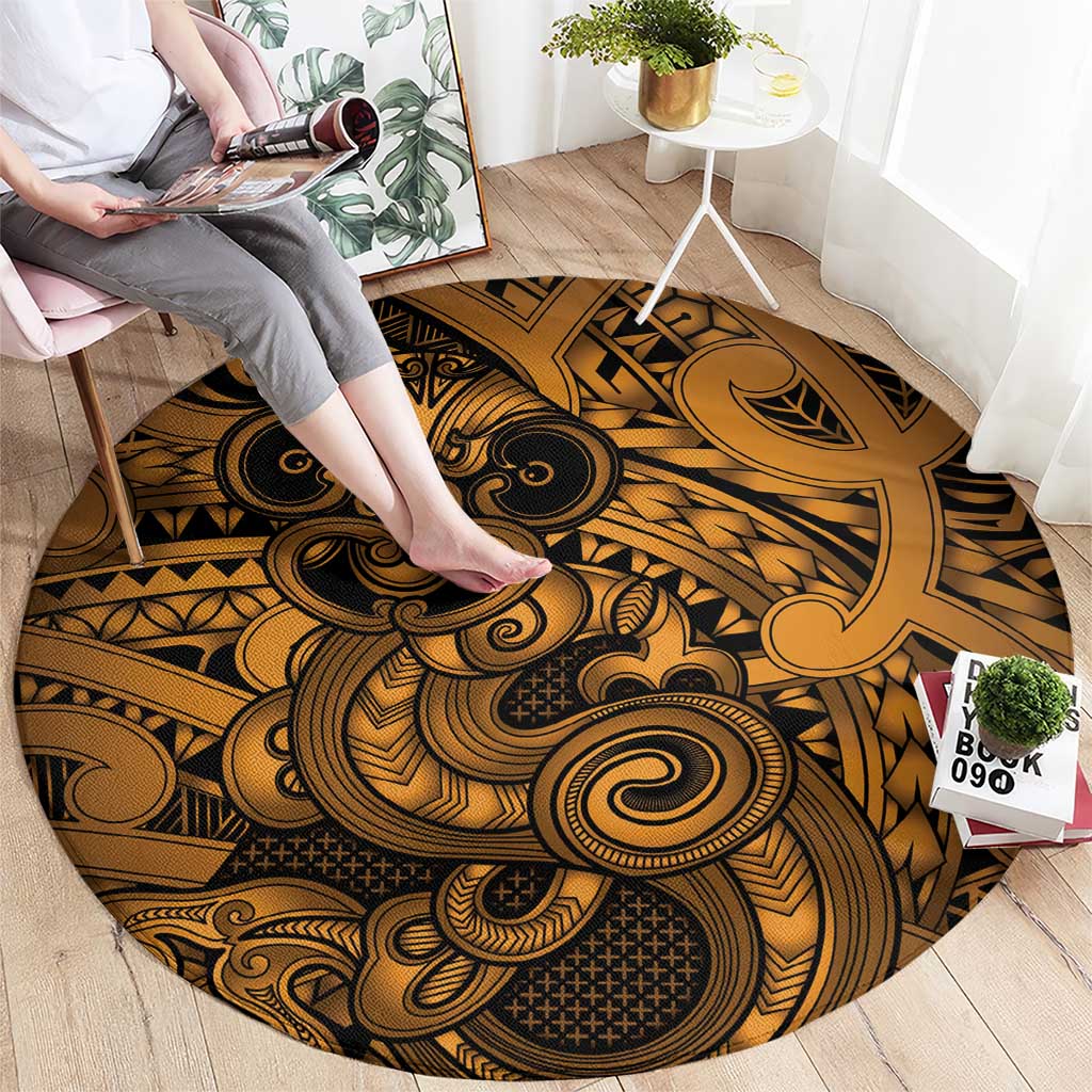 Aotearoa Maori Hei Tiki Round Carpet Koura Kowhaiwhai Puhoro Motif