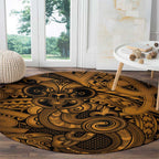 Aotearoa Maori Hei Tiki Round Carpet Koura Kowhaiwhai Puhoro Motif