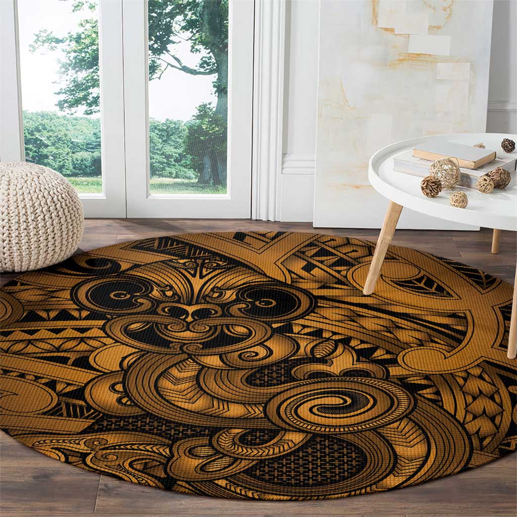 Aotearoa Maori Hei Tiki Round Carpet Koura Kowhaiwhai Puhoro Motif