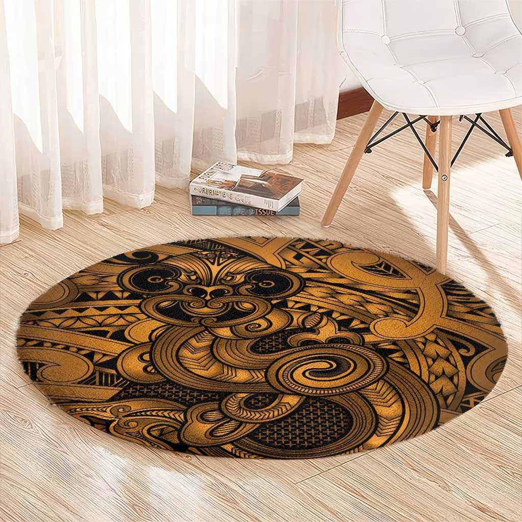 Aotearoa Maori Hei Tiki Round Carpet Koura Kowhaiwhai Puhoro Motif