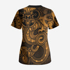 Aotearoa Maori Hei Tiki Scrub Top Koura Kowhaiwhai Puhoro Motif
