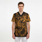 Aotearoa Maori Hei Tiki Scrub Top Koura Kowhaiwhai Puhoro Motif