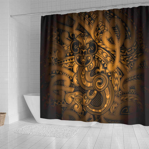 Aotearoa Maori Hei Tiki Shower Curtain Koura Kowhaiwhai Puhoro Motif