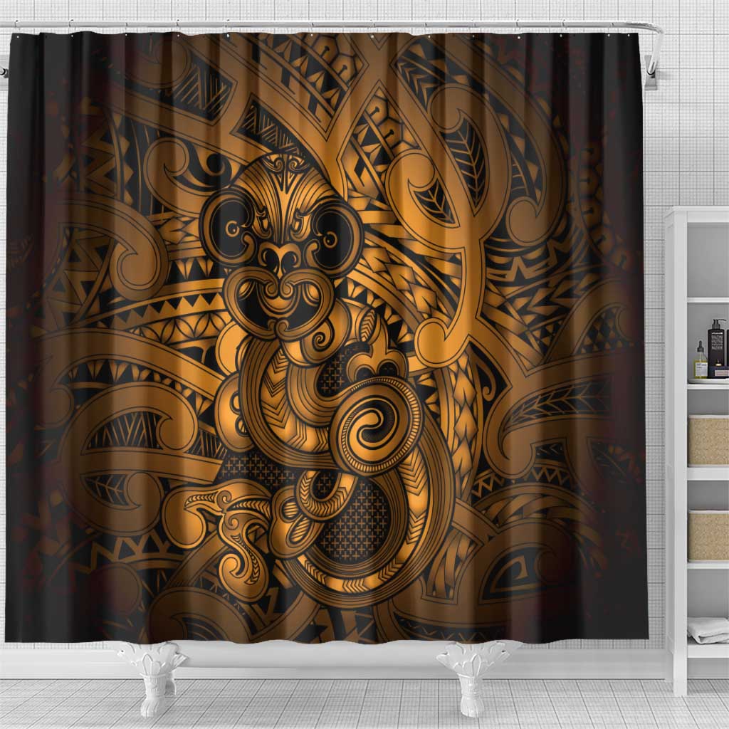 Aotearoa Maori Hei Tiki Shower Curtain Koura Kowhaiwhai Puhoro Motif