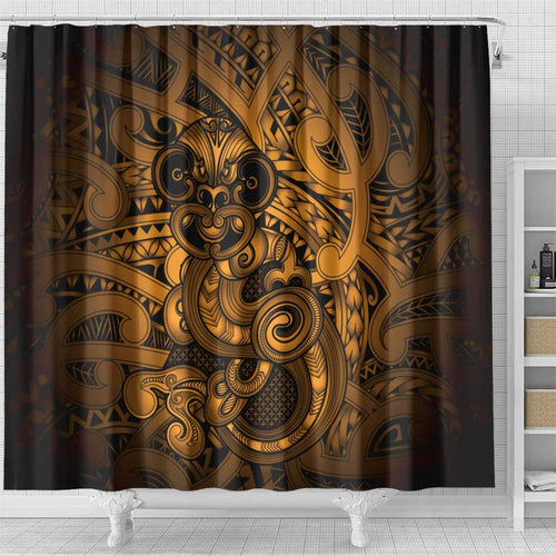 Aotearoa Maori Hei Tiki Shower Curtain Koura Kowhaiwhai Puhoro Motif