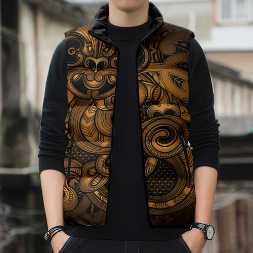 Aotearoa Maori Hei Tiki Sleeveless Puffer Jacket Koura Kowhaiwhai Puhoro Motif