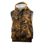 Aotearoa Maori Hei Tiki Sleeveless Zip Hoodie Koura Kowhaiwhai Puhoro Motif
