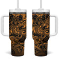 Aotearoa Maori Hei Tiki Tumbler With Handle Koura Kowhaiwhai Puhoro Motif
