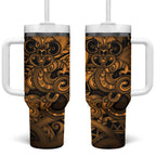 Aotearoa Maori Hei Tiki Tumbler With Handle Koura Kowhaiwhai Puhoro Motif