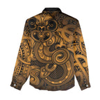 Aotearoa Maori Hei Tiki Women Casual Shirt Koura Kowhaiwhai Puhoro Motif