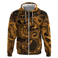 Aotearoa Maori Hei Tiki Zip Hoodie Koura Kowhaiwhai Puhoro Motif