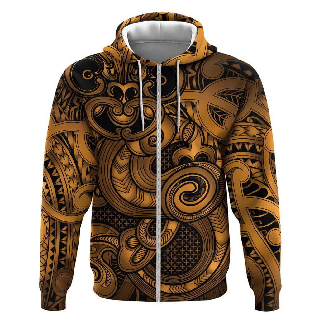 Aotearoa Maori Hei Tiki Zip Hoodie Koura Kowhaiwhai Puhoro Motif