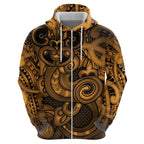 Aotearoa Maori Hei Tiki Zip Hoodie Koura Kowhaiwhai Puhoro Motif