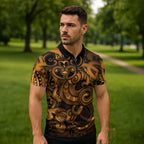 Aotearoa Maori Hei Tiki Zipper Polo Shirt Koura Kowhaiwhai Puhoro Motif