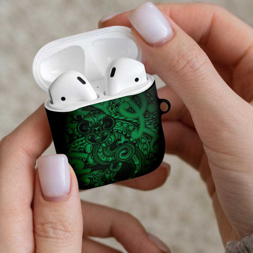 Aotearoa Maori Hei Tiki AirPods Case Kakariki Kowhaiwhai Puhoro Motif